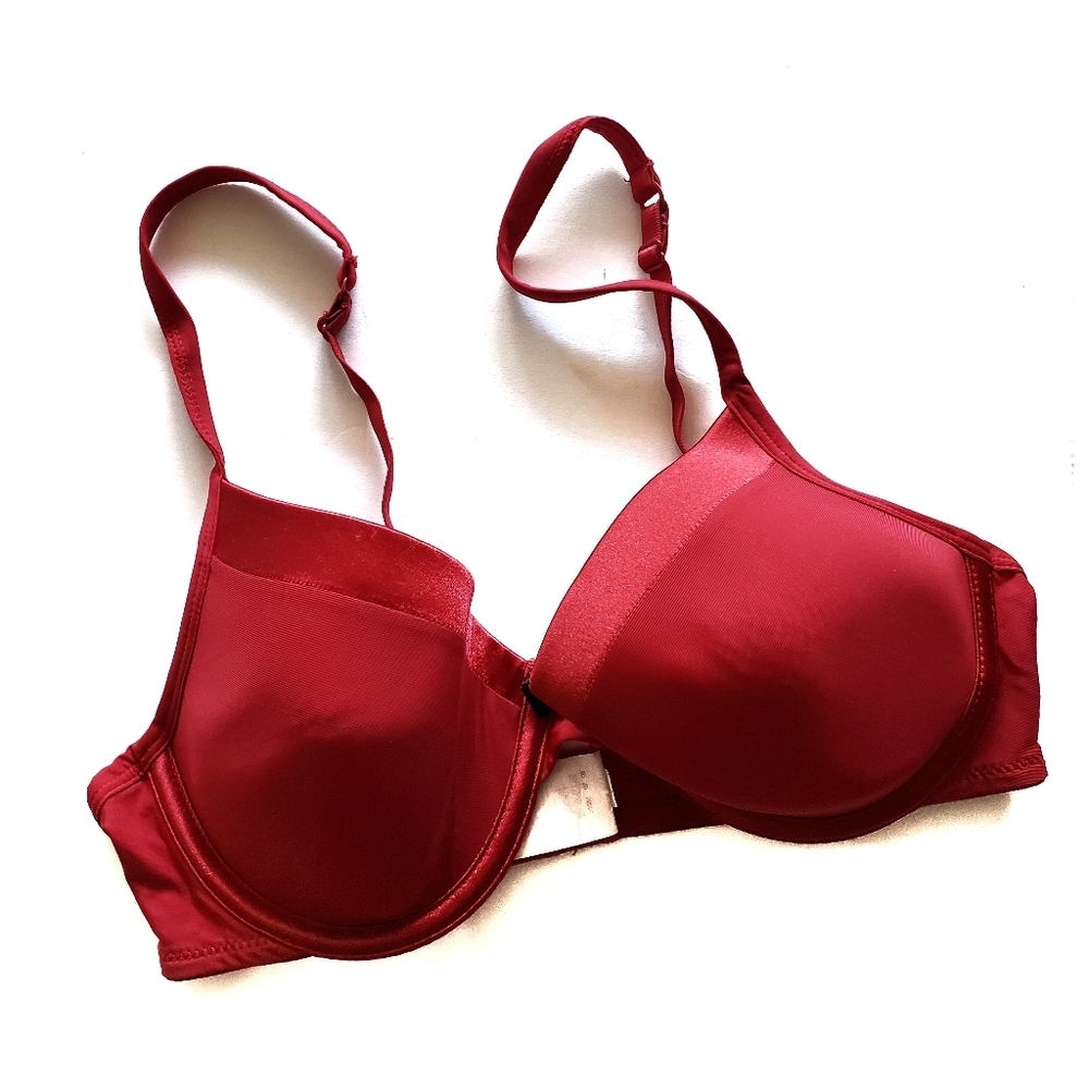 Warners Bra Size 34C Red Satin Underwire